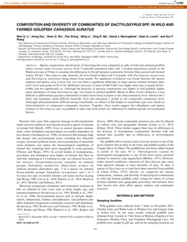 Composition and Diversity of Communities of Dactylogyrus Spp