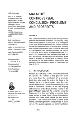 Malachi's Controversial Conclusion: Problems And