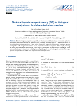 Electrical Impedance Spectroscopy (EIS) for Biological Analysis and Food Characterization: a Review