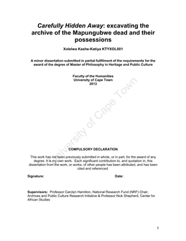 Excavating the Archive of the Mapungubwe Dead and Their Possessions