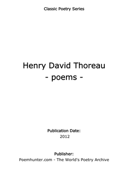 Henry David Thoreau - Poems