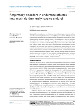 Respiratory Disorders in Endurance Athletes – How Much Do They Really Have to Endure?