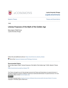 Literary Purposes of the Myth of the Golden Age