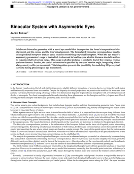 Binocular System with Asymmetric Eyes