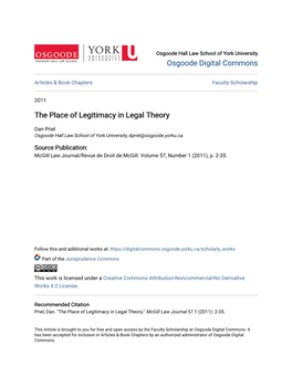 The Place of Legitimacy in Legal Theory