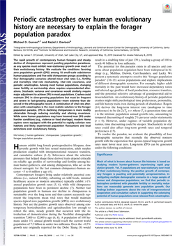 Periodic Catastrophes Over Human Evolutionary History Are Necessary to Explain the Forager Population Paradox