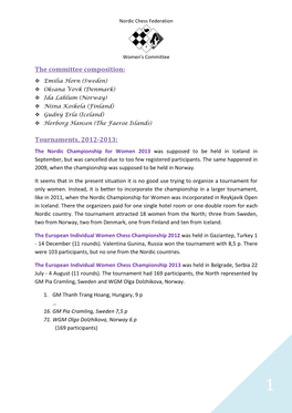 The Committee Composition: Tournaments, 2012-2013