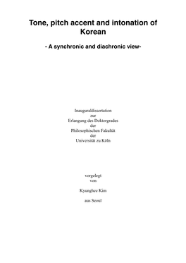 Tone, Pitch Accent and Intonation of Korean