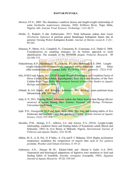 DAFTAR PUSTAKA Abowei, J.F.N., 2009. the Abundance Condition