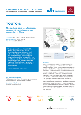 TOUTON: the Business Case for a Landscape Approach to Sustainable Cocoa Production in Ghana