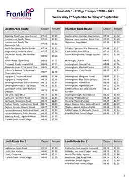 Cleethorpes Route Humber Bank Route Timetable 1