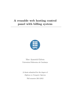 A Reusable Web Hosting Control Panel with Billing System