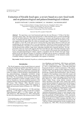 Extinction of Siwalik Fossil Apes