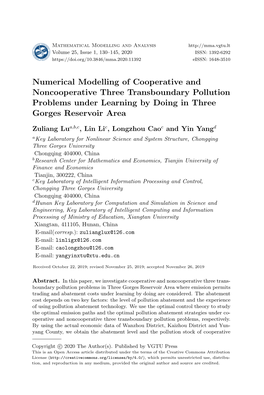 Numerical Modelling of Cooperative and Noncooperative Three Transboundary Pollution Problems Under Learning by Doing in Three Gorges Reservoir Area