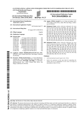 W O 2016/028826 A1 25 February 2016 (25.02.2016) W IPO I PCT