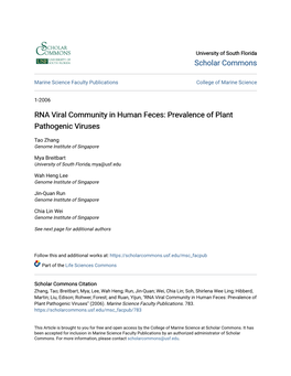 RNA Viral Community in Human Feces: Prevalence of Plant Pathogenic Viruses