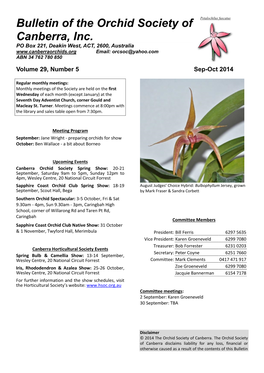 Bulletin of the Orchid Society of Canberra, Inc