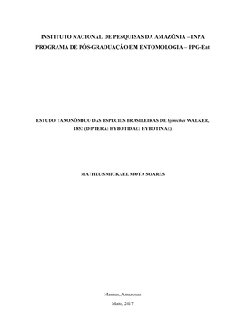 INSTITUTO NACIONAL DE PESQUISAS DA AMAZÔNIA – INPA PROGRAMA DE PÓS-GRADUAÇÃO EM ENTOMOLOGIA – PPG-Ent