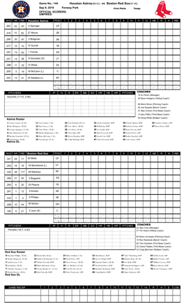 Houston Astros(89-53) Vs Boston Red Sox(97-46)