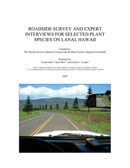 Roadside Survey and Expert Interviews for Selected Plant Species on Lanai, Hawaii