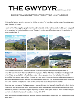 The Monthly Newsletter of the Gwydyr Mountain Club