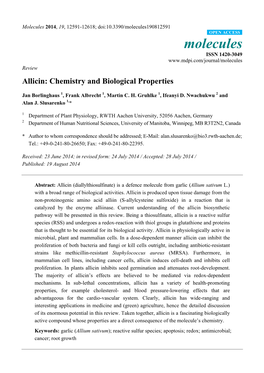 Allicin: Chemistry and Biological Properties