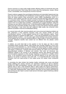 Chronic Insomnia Is a Major Public Health Problem Affecting Millions of Individuals Along with Their Social Environment