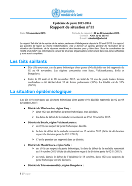 Les Faits Saillants La Situation Épidémiologique