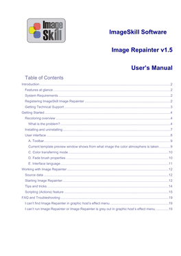Imageskill Software Image Repainter V1.5 User's Manual