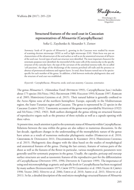 Structural Features of the Seed Coat in Caucasian Representatives of Minuartia (Caryophyllaceae) Sofia G