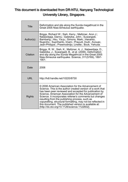 42. Deformation and Slip Along the Sunda Megathrust in the Great 2005 Nias-Simeulue Earthquake.Pdf