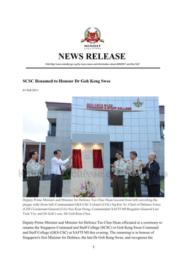 SCSC Renamed to Honour Dr Goh Keng Swee