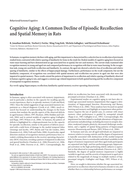 Cognitive Aging: a Common Decline of Episodic Recollection and Spatial Memory in Rats