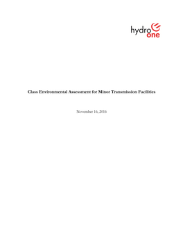 Class Environmental Assessment for Minor Transmission Facilities
