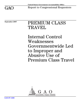 GAO-07-1268 Premium Class Travel