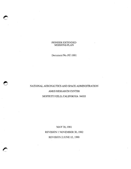 Pioneer Extended Missions Plan. May 20, 1981