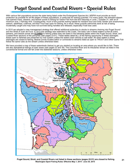 Puget Sound and Strait Rivers Not Listed in This Section Are Closed to Fishing