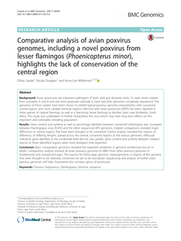 Comparative Analysis of Avian Poxvirus Genomes, Including A