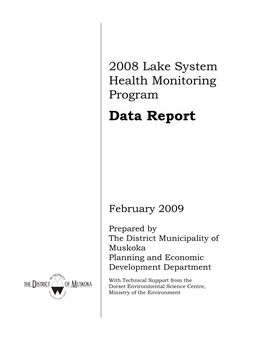 2008 Lake System Health Program Data Report