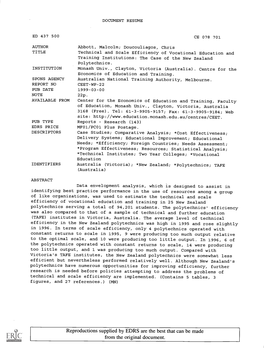 Technical and Scale Efficiency of Vocational Education and Training Institutions: the Case of the New Zealand Polytechnics