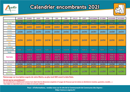 Calendrier Encombrants 2021