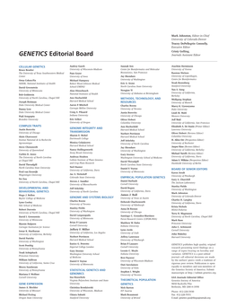 GENETICS Editorial Board Journals Assistant Editor