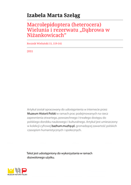 (Heterocera) Wielunia I Rezerwatu „Dąbrowa W Niżankowicach”