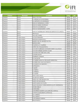 Entidad Municipio Localidad Long