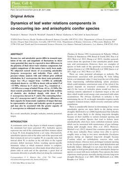 Dynamics of Leaf Water Relations Components in Co-Occurring Iso- and Anisohydric Conifer Species