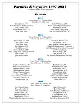 Partners & Voyagers 1997-2021*