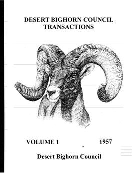 Desert Bighorn Council Transactions Volume 1