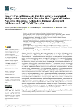 Invasive Fungal Diseases in Children with Hematological Malignancies Treated with Therapies That Target Cell Surface Antigens