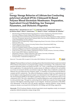(PVA): Chitosan(CS)-Based Polymer Blend Electrolyte Membranes: Preparation, Equivalent Circuit Modeling, Ion Transport Parameters, and Dielectric Properties