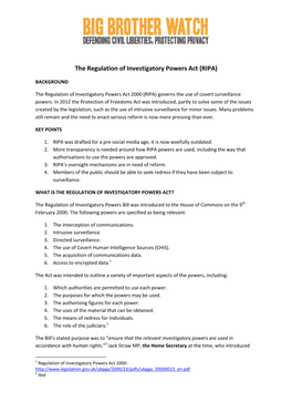 The Regulation of Investigatory Powers Act (RIPA)